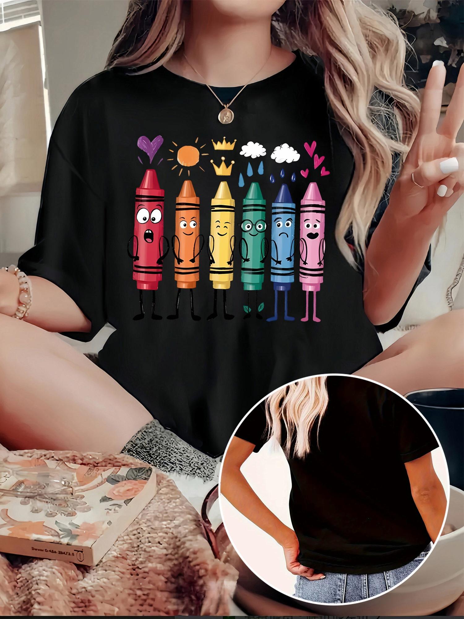 Cute Crayon Friends Graphic Print T-shirt S