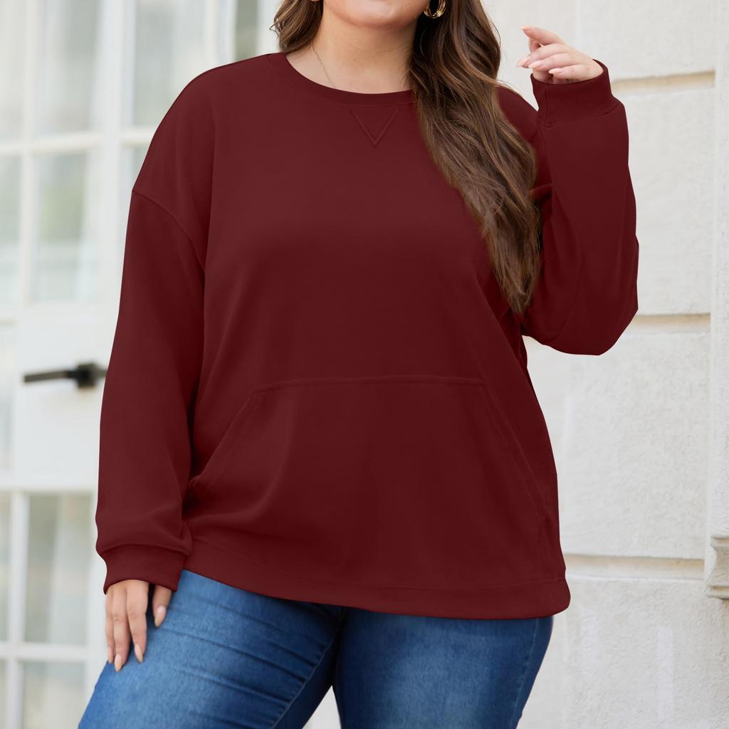 Plus Size Sweatshirt For  Women Oversized Crewneck Long Sleeve Pullover Tops