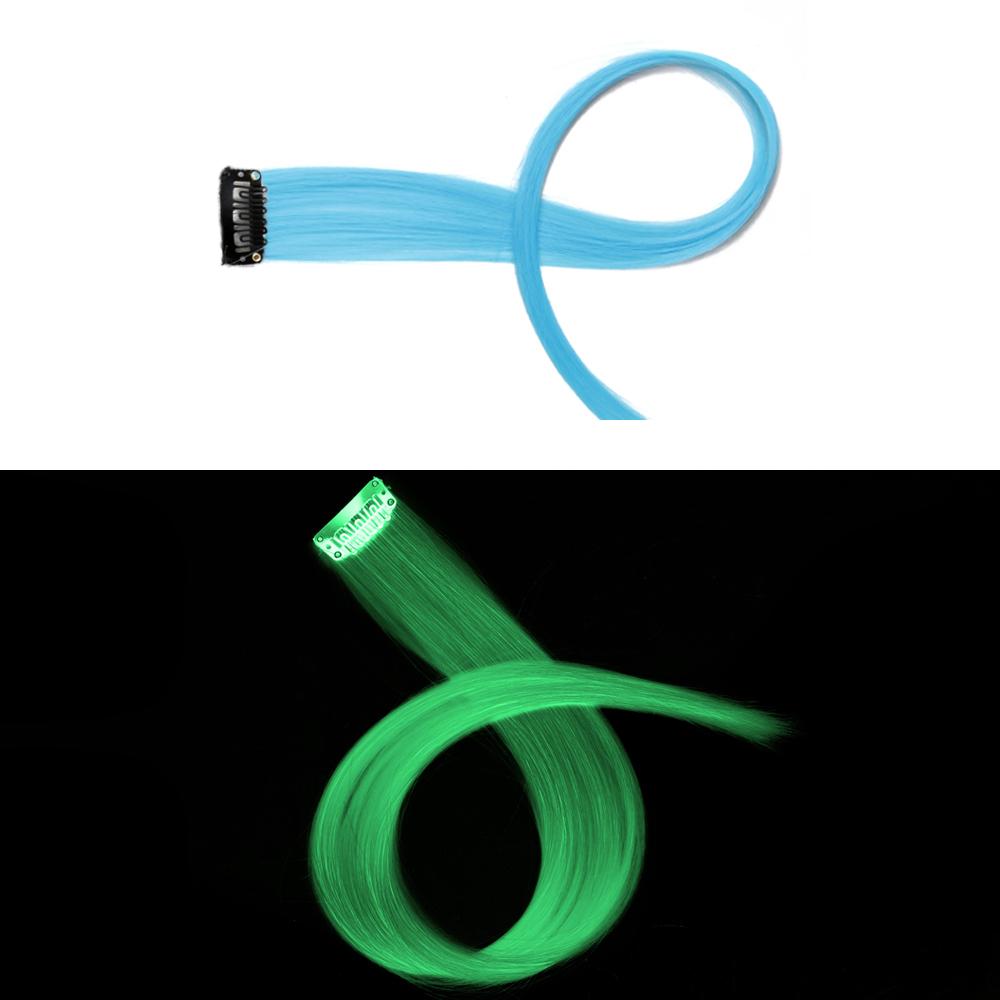 

Синтетические светящиеся заколки для волос, длинные прямые радужные цвета, накладные волосы на заколках, цельные для женщин