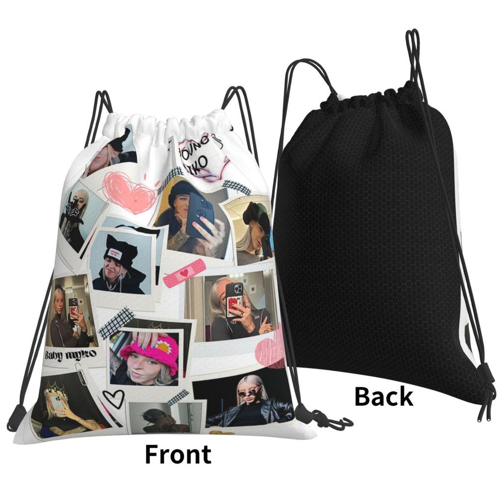Collage Of Young Miko Backpacks Multi-function Drawstring Bags Sports Bag Book Bags for Travel School