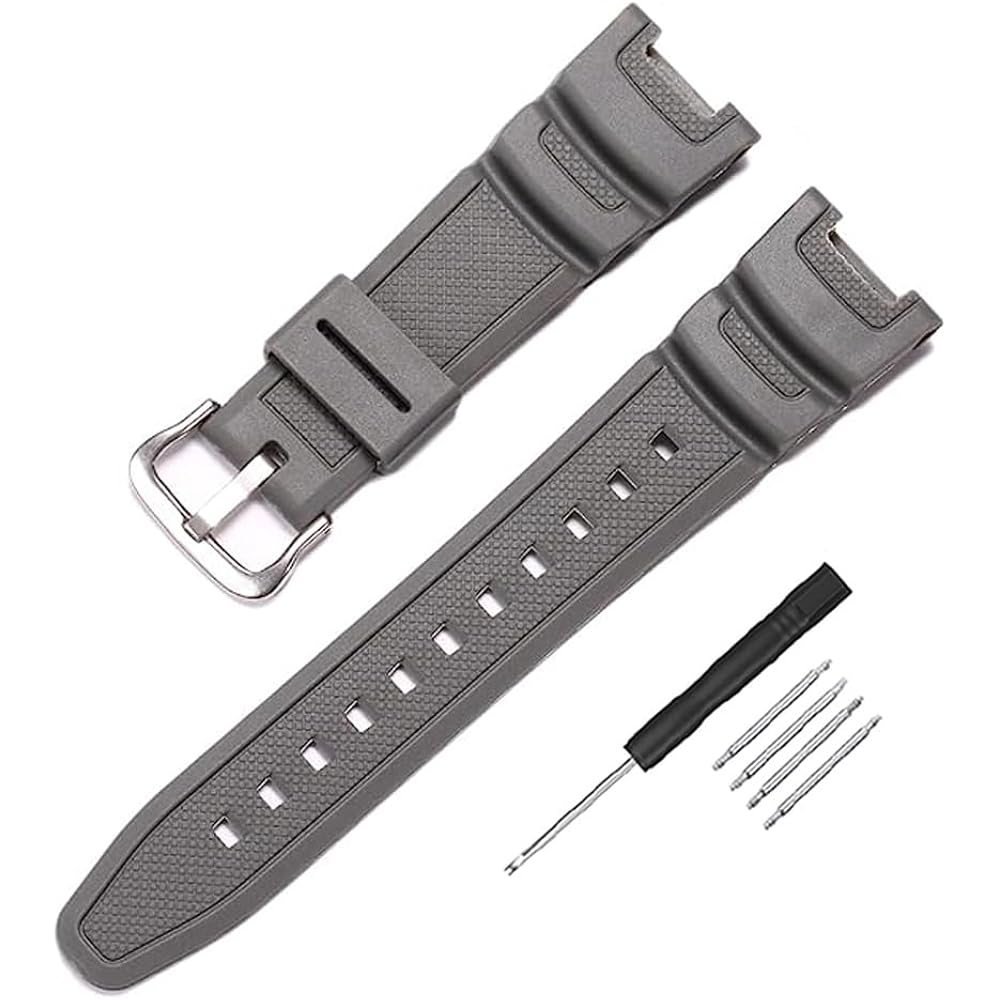 Watch Strap, Genuine Band, Compatible, Waterproof Strap, Fits Casio SGW-100 (Gray)