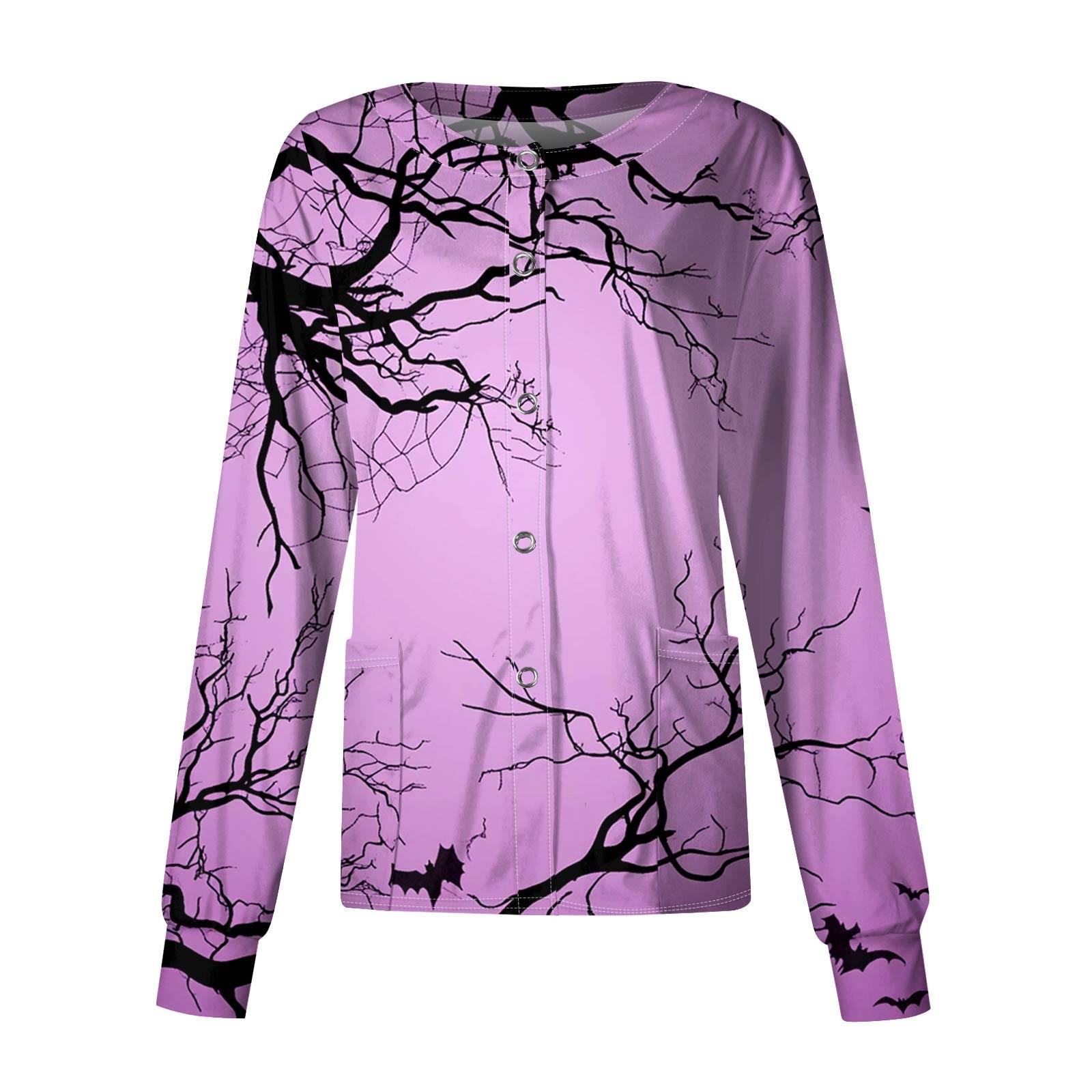 

Женская повседневная однобортная блузка с длинным рукавом на Хэллоуин с принтом, кардиган, верхняя одежда, униформа S фиолетовый