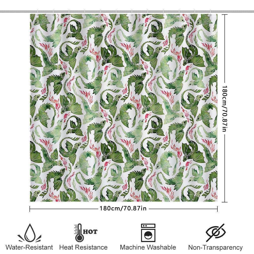 Botanical Shower Curtain Tropical Greenery Leaf Pattern Bathroom Decor Farmhouse Style Waterproof Fabric Backdrop