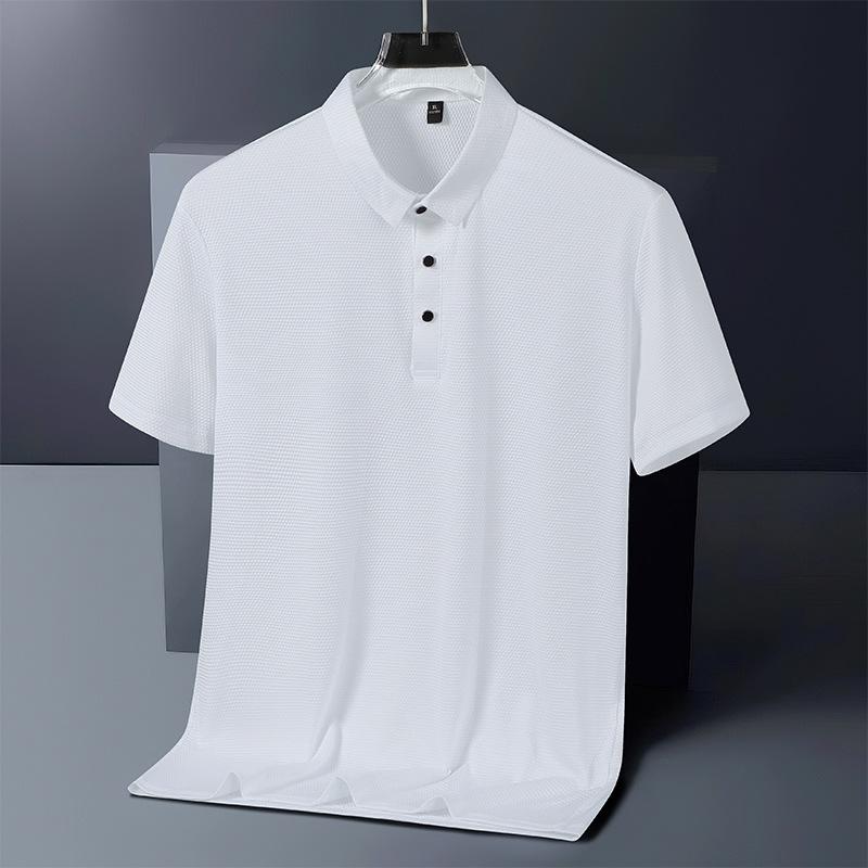 Short Sleeved Polo Shirt Summer Ice Silk Breathable Seamless Business Half Sleeved Clothing for Men
