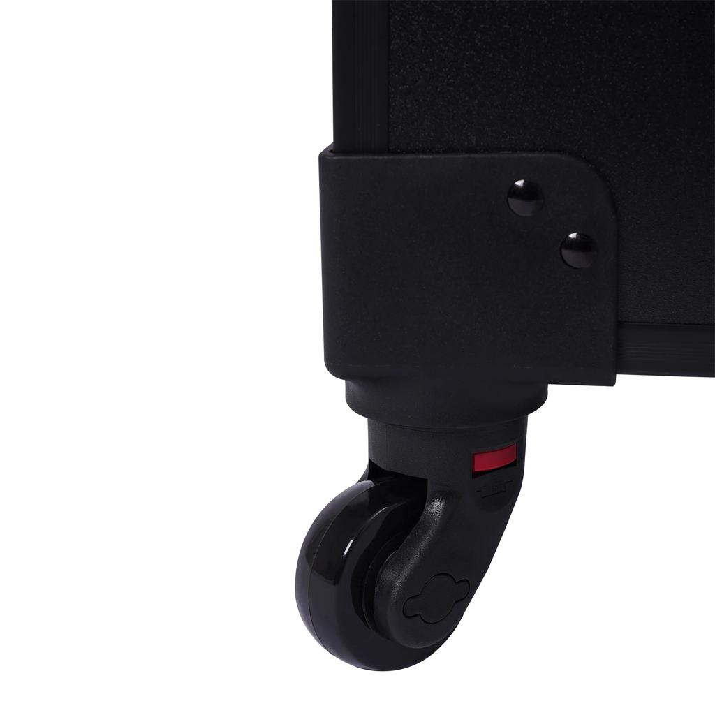 Rolling Makeup Train Case Black Salon Cart Cosmetic Trolley Travel Nail Art Storage Organizer for Face Painting Hairstylist