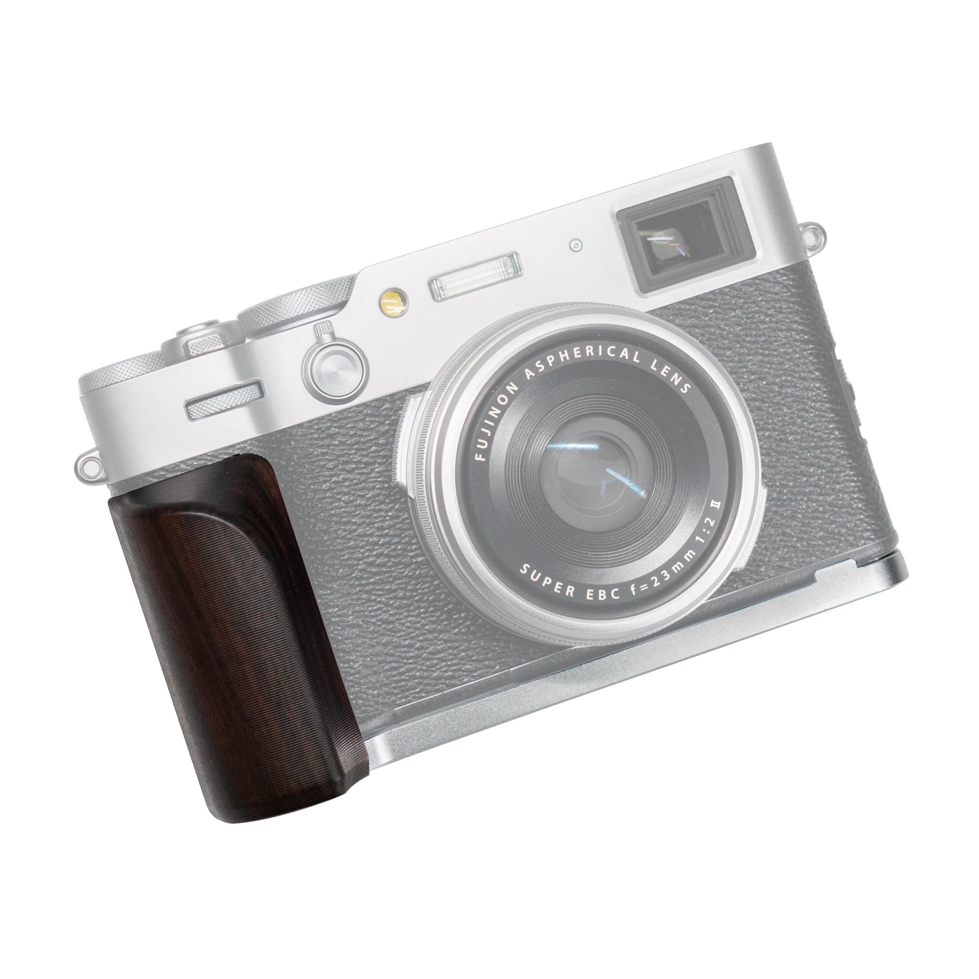 

SIUTATDSH Camera Grip for Fujifilm X100VI Camera with L-Shaped Quick Release Plate, Solid Wood Handle, Tripod Mountable (Ebony Silver Plate)