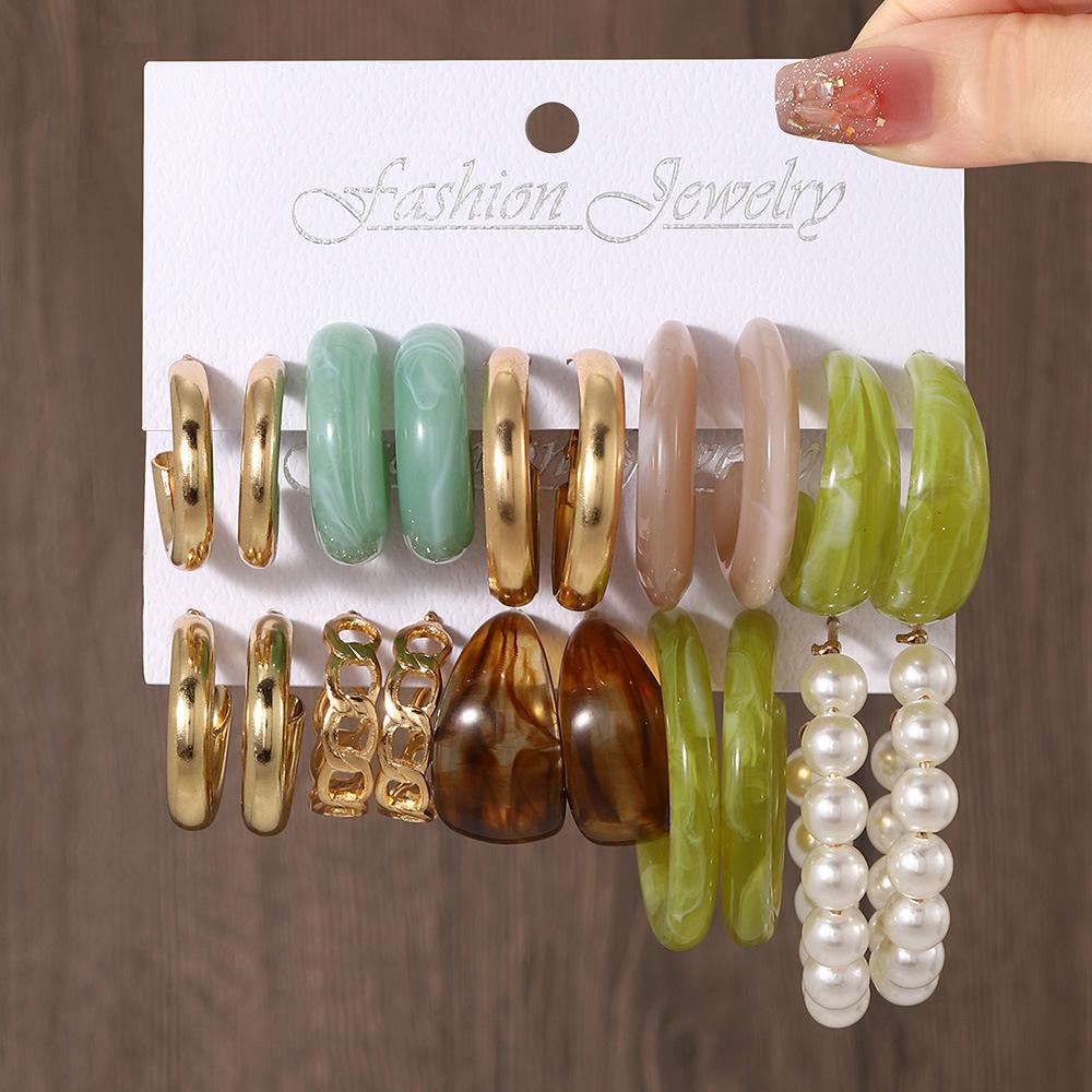 European and American hot-selling simple and exaggerated high-end earrings, earrings set 1 pair of retro alloy ear jewelry