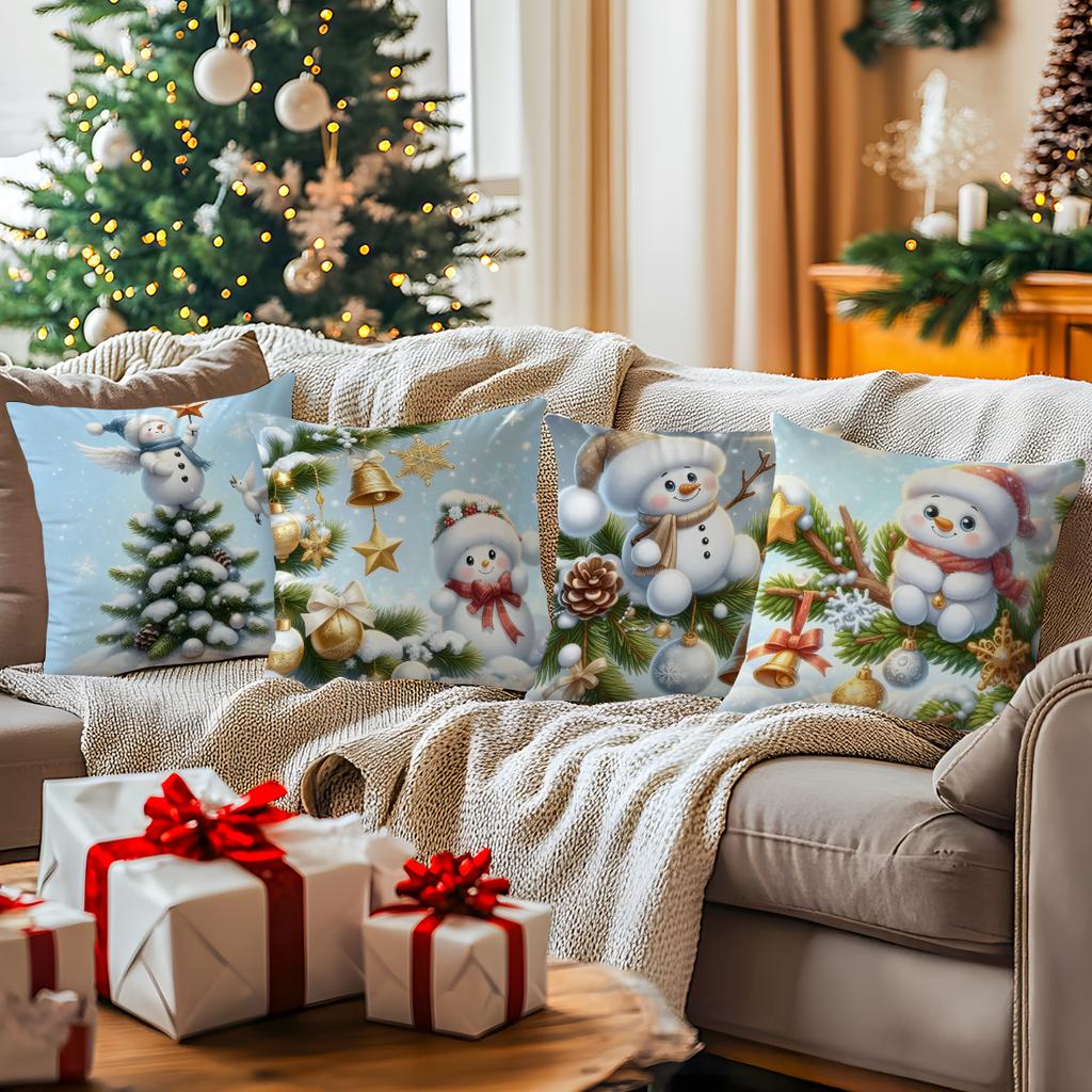 45X45Cm Cartoon Christmas Snowman Pillowcase Bedroom Sofa Cushion Cover 100% Polyester Living Room Cushion Pillowcase Home Decor