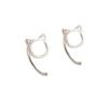 Hollow Cute Cat Stud Earrings for Women And Girls Fashion Silver Color Hypoallergenic Jewelry for Teens