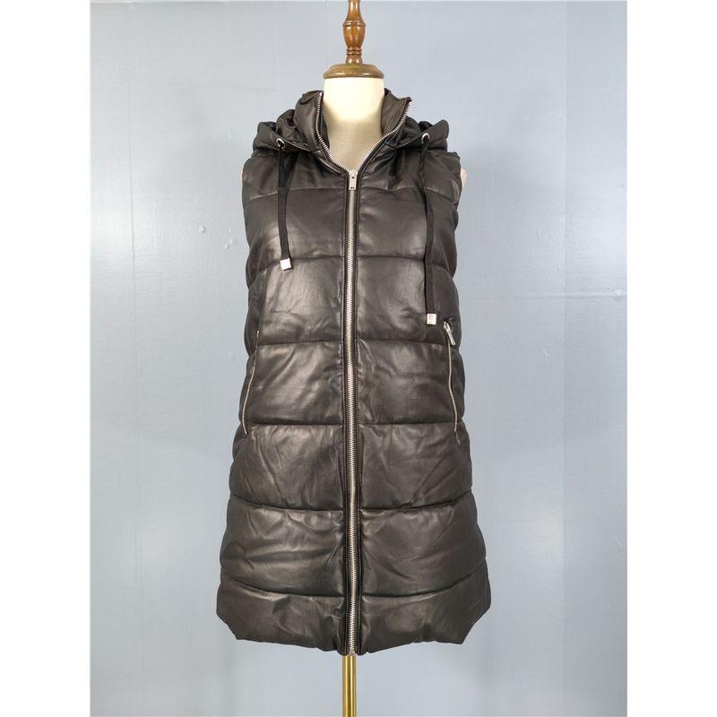 

Foreign Trade Order Street Personality Black Aura Sleeveless Vest Autumn and Winter Hood Zip-up Mid-Length Cotton-padded jacket Outerwear Black XXS