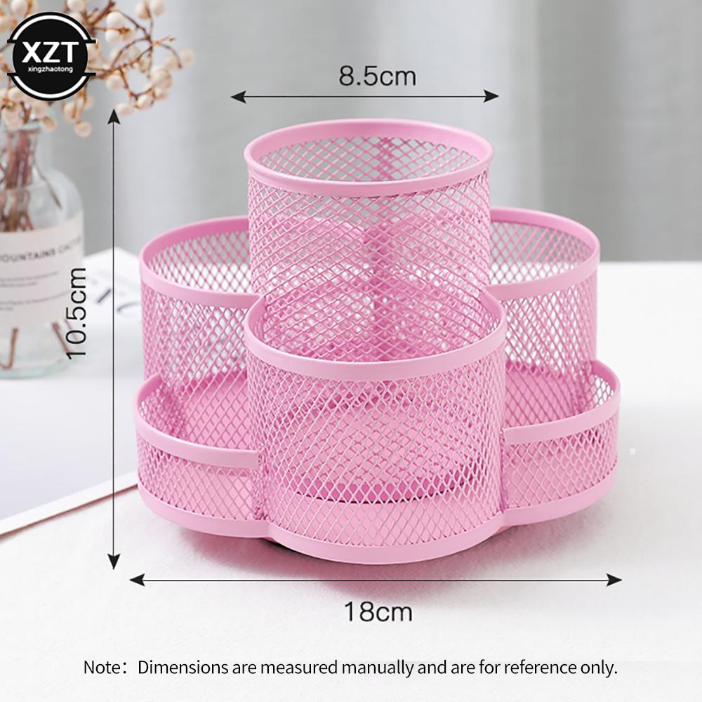 

New Home Office Large Capacity Art Supply Space Saving 360 Degree Rotating 7 Compartments Pencil Holder Desk Organizer Workspace рожевий