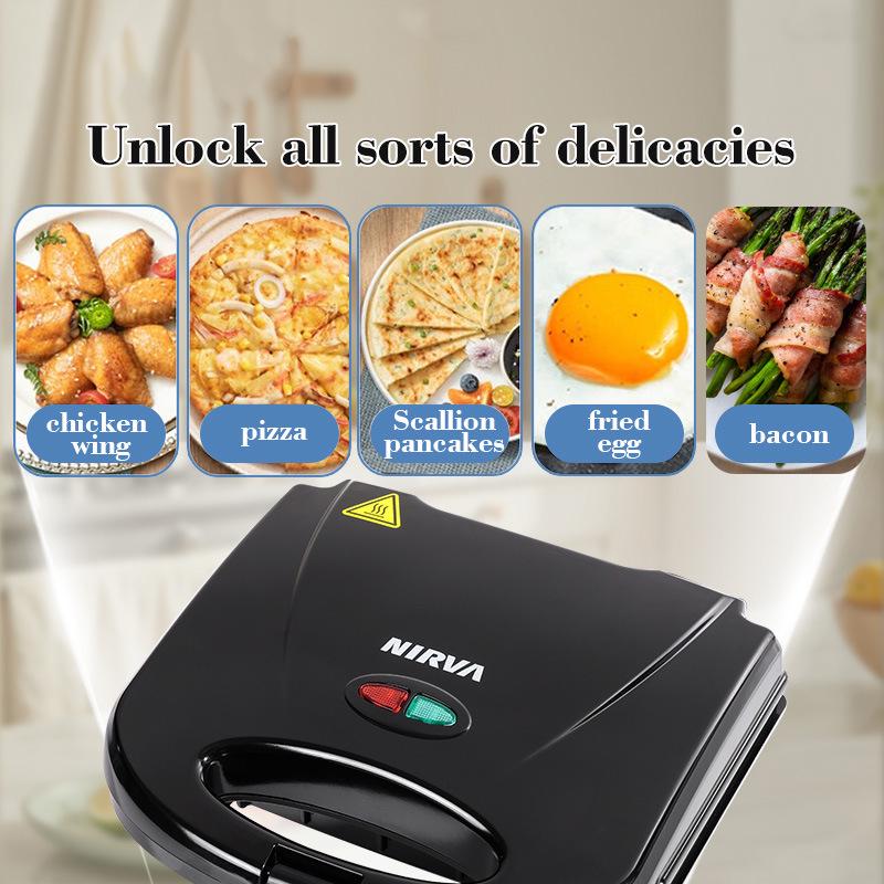 Electric Sandwich and Waffle Maker for European and American Style Breakfasts