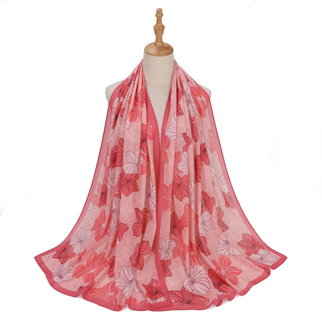 New Designs Printed Hijab Chiffon Scarfs For Women Scarves Muslim Fashion Turbans Malaysian Muslim Hijabs Wraps Ramadan Turban
