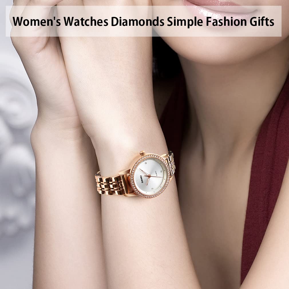 Simple and Stylish Wristwatch with This Watch Is and Features a Stainless Steel a Luxurious Gift for Women's Diamonds. Gold-colored Waterproof,