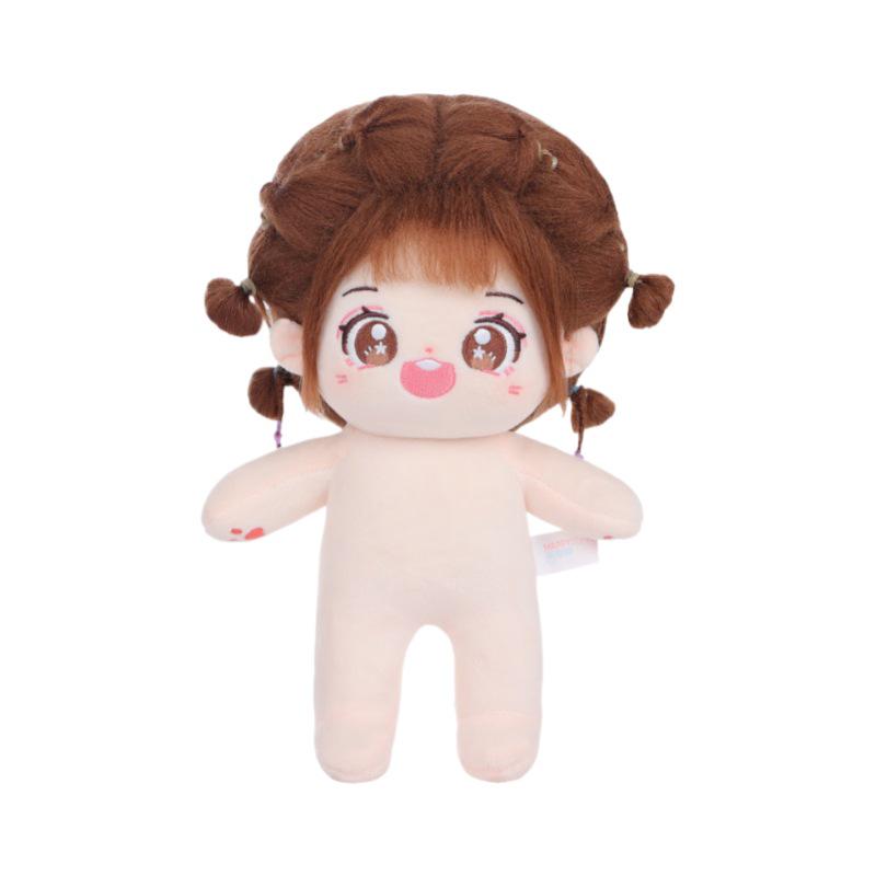 20cm Cotton Star Doll with Skeleton & Frizzy Hair - Nude Plush Doll