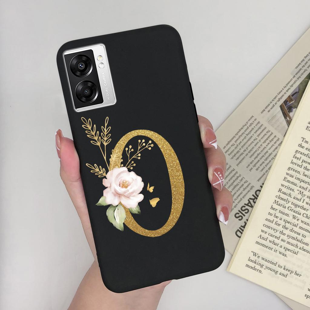 For OPPO A57 4G CPH2387 Cover Flower Letters Soft Silicone Case For OPPO A77 5G Shockproof Shell For Realme V23 5G Fundas Bumper