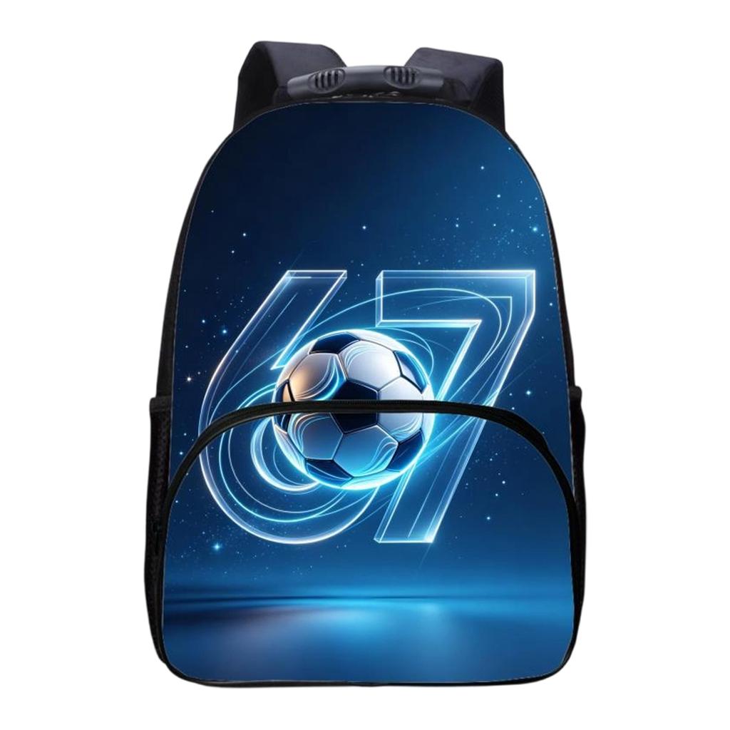 Large Capacity Soccer Print Backpack Durable School Bag with Multiple Compartments Adjustable Shoulder Straps and Front Pocket for Daily Use