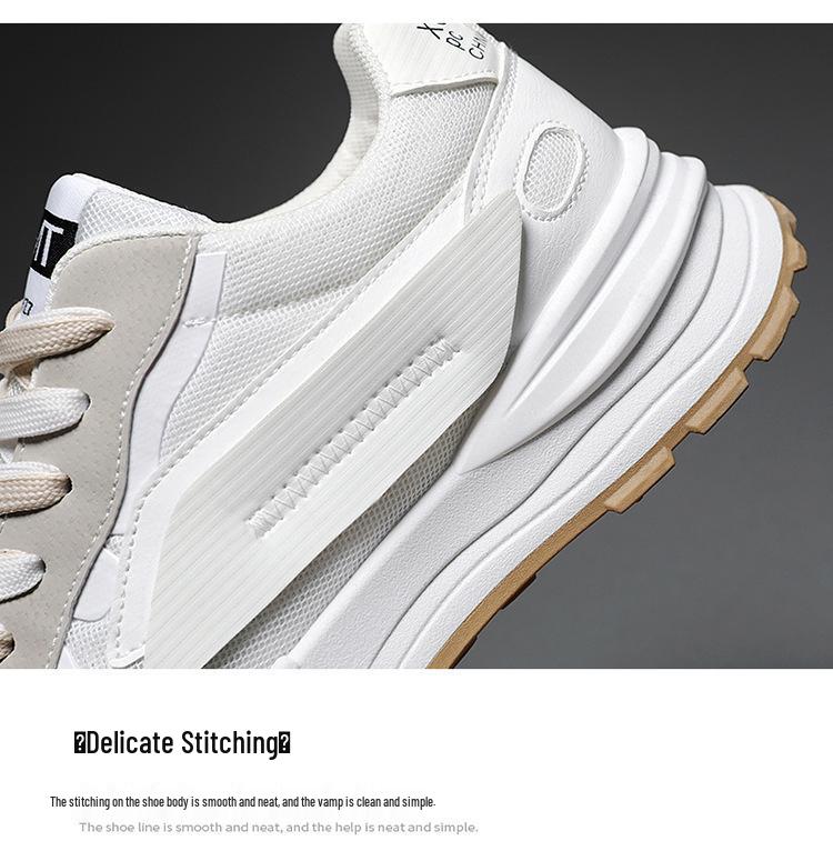 2025 Men's Summer Breathable White Mesh Sneakers - Korean Style Casual Versatile Dad Shoes