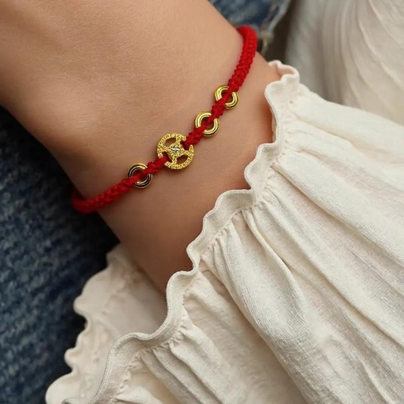 Artistic Handmade Bracelet with Red Cord and Beads Trendy Wrist Jewelry Traditional Bracelet Suitable for All Ages