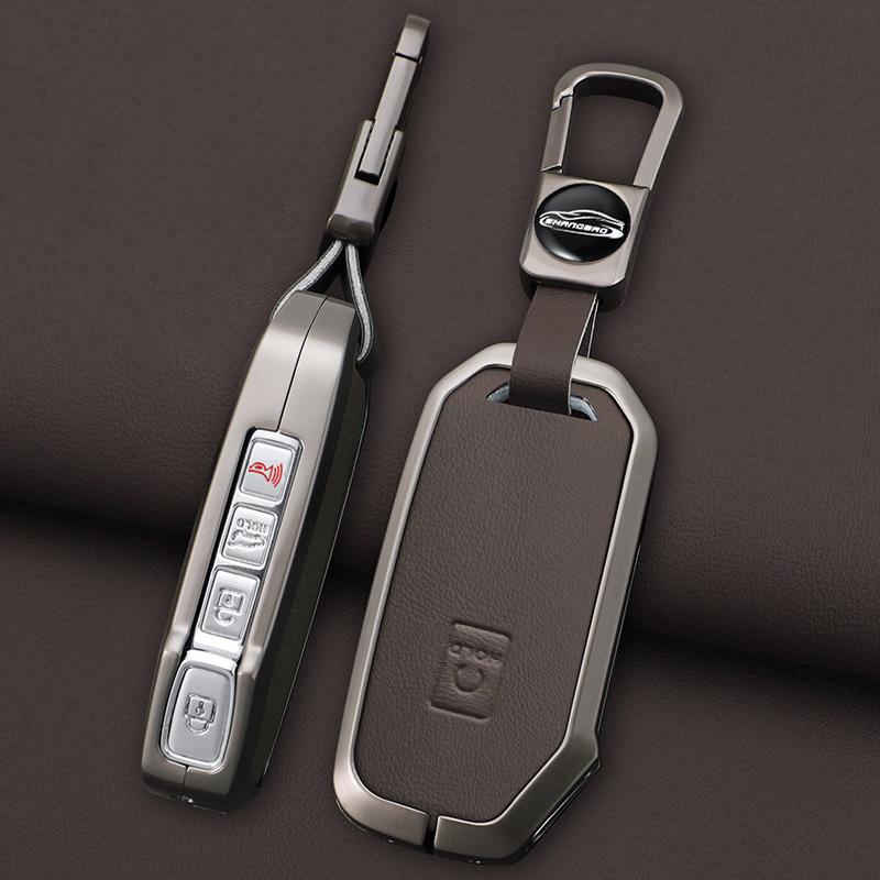 Zinc Alloy Leather Car Key Fob Case For Kia Ceed Cerato Forte Niro Seltos Sorento Soul Sportage Telluride K5 Keyless Case
