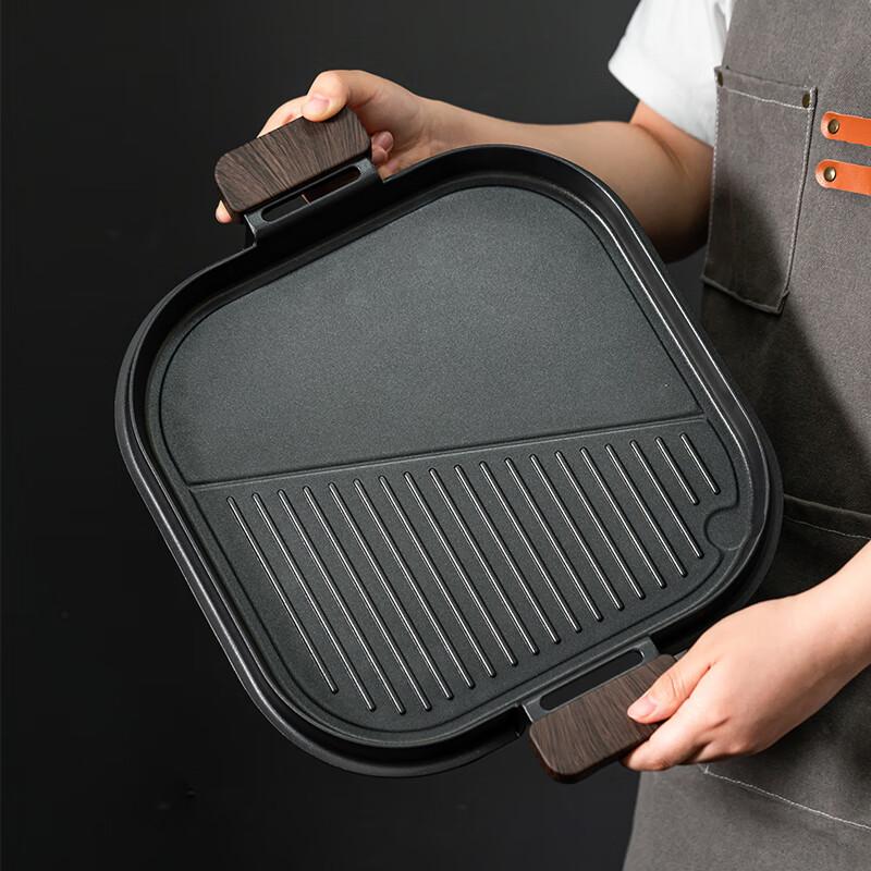 onlycook Grilling Plate, Frying Pan, Steak Plate, Household Maifan Stone Non-Stick Grilling Pan, Barbecue Plate, Specialized Teppanyaki Plate