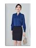 Black V-Neck Long Sleeve Women's Shirt - Petite Professional Interview Wear for Spring and Autumn