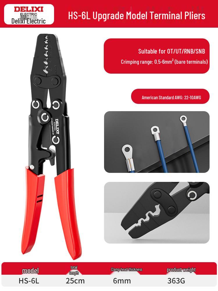 Delixi Ratchet Crimping Pliers for Cold Crimp & Bare Terminal Wiring