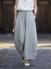 Johnature Women Vintage Bloomers Pants Summer Chinese Style Solid Color Trousers Pockets Soft Pants