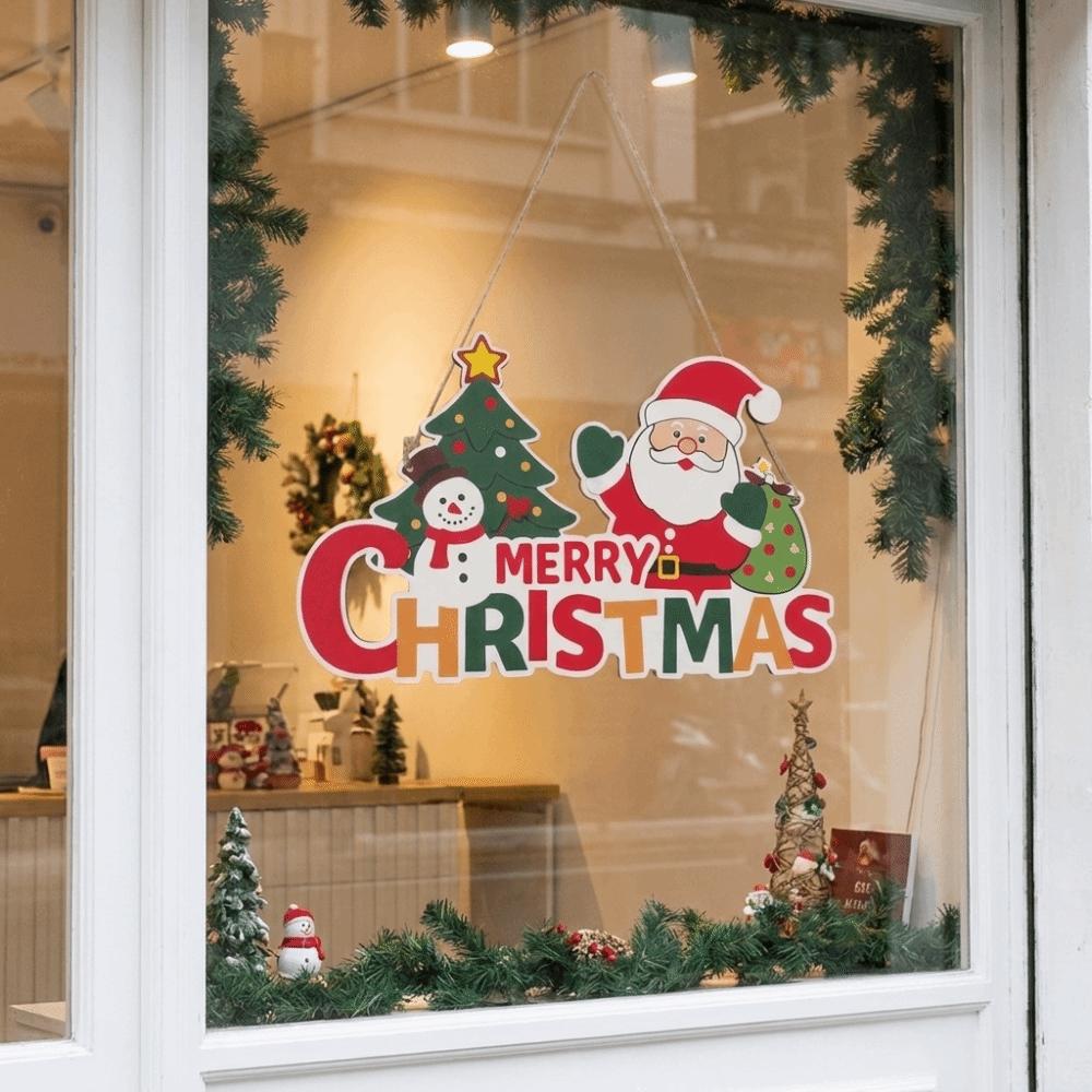 Reindeer Christmas Ornaments Wooden Xmas Wall-mounted Pendants Christmas Door Hanging Wall Decor