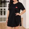 GMXIA Large Size Pajamas Women's Spring and Summer Short-sleeved Nightgown Loose Homewear
