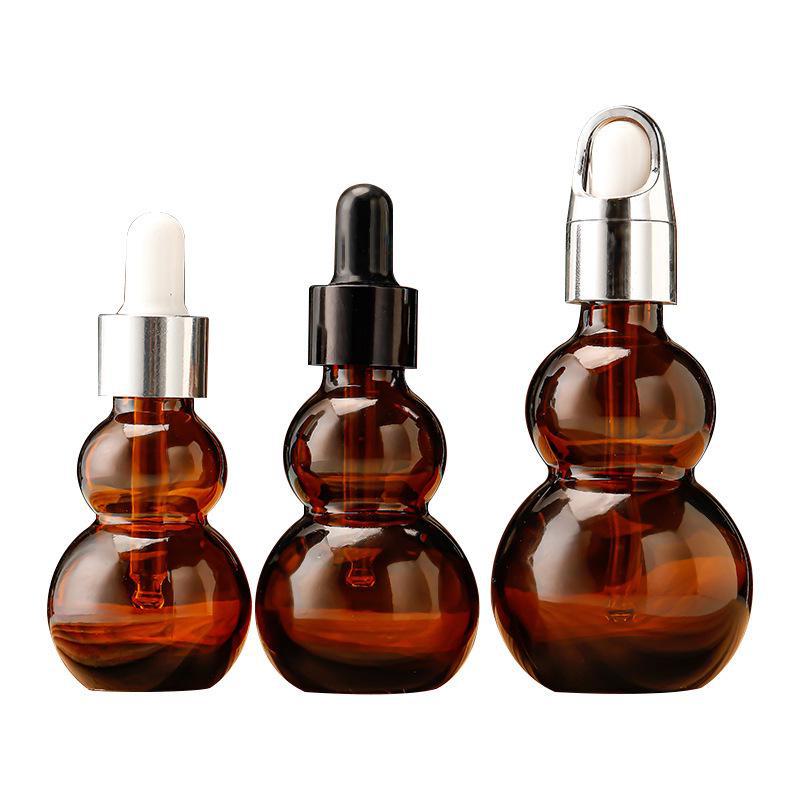Kreativ Brun Glass Dobbelt Gresskar Eterisk Olje Reiseflaske for Kosmetikk og Essensprøver