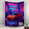 Wall Hanging Tapestry GTA VI Vice City Customs Garage Neon Orange Car Video Game Bohemian Home