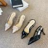 G660-4 temperament high heels French 2025 new spring and autumn thin heel pointed word beautiful bag head sandals women
