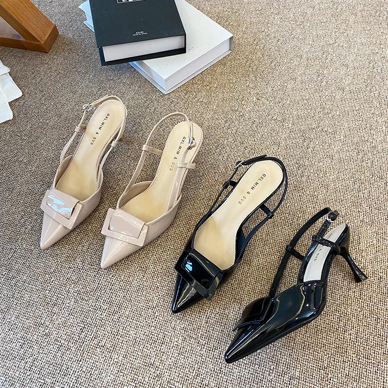 G660-4 temperament high heels French 2025 new spring and autumn thin heel pointed word beautiful bag head sandals women