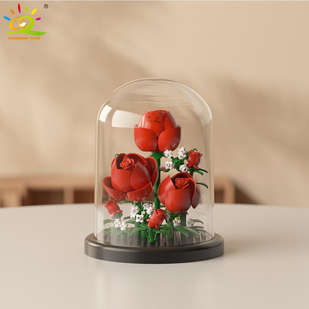 Moc Ewiges Blumenstrauß Displaybox Mikro-Baustein Blumenmodell DIY Haushalt Tischpflanze Dekoration Ziegel Spielzeug für Kinder