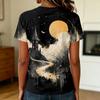 Women's Casual Pullover Short Sleeve T-Shirt Halloween Print Top Crew Neck Relaxed Fit Lightweight Tee for Everyday Wear