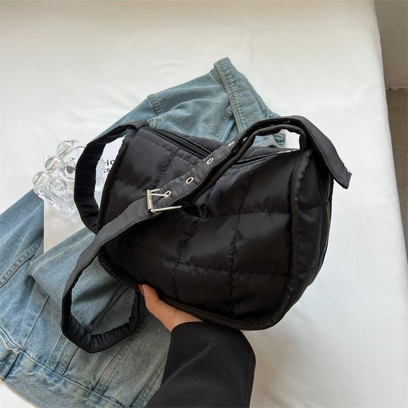 Stylish Women's Wide Strap Casual Shoulder Crossbody Canvas Bag For 2024 In Cream Black Orange And Green