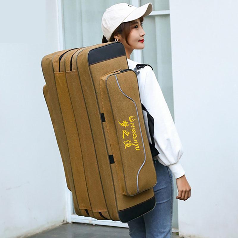 SCIONE Canvas Thick Fishing Gear Bag Large-capacity Waterproof Fishing Bag Multifunctional Sea Pole Bag