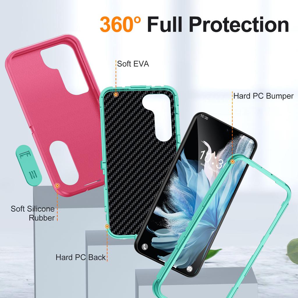 Phone Case with Bracket, Three Proof Phone Case with Dust Plug, for Samsung Protective Case Soft Shell