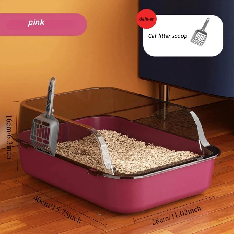 Cat Litter Box Large Capacity Semi-closed Plastic Anti-Splash Cats Toilet Bedpan Big Oversized Cat Tray Bedpan Cat Toilet Bowl