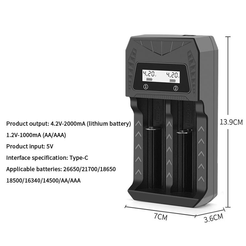 Akıllı LCD Ekranlı USB Şarj Cihazı - 18650 4.2V Li-Ion ve 1.2V Ni-MH AA/AAA Şarj Edilebilir Piller İçin 1/2/4 Yuvalı