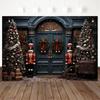 Mocsicka Christmas Photography Background Xmas Tree House Door Snowflake Decorations Children Baby Photo Backdrops Studio Banner