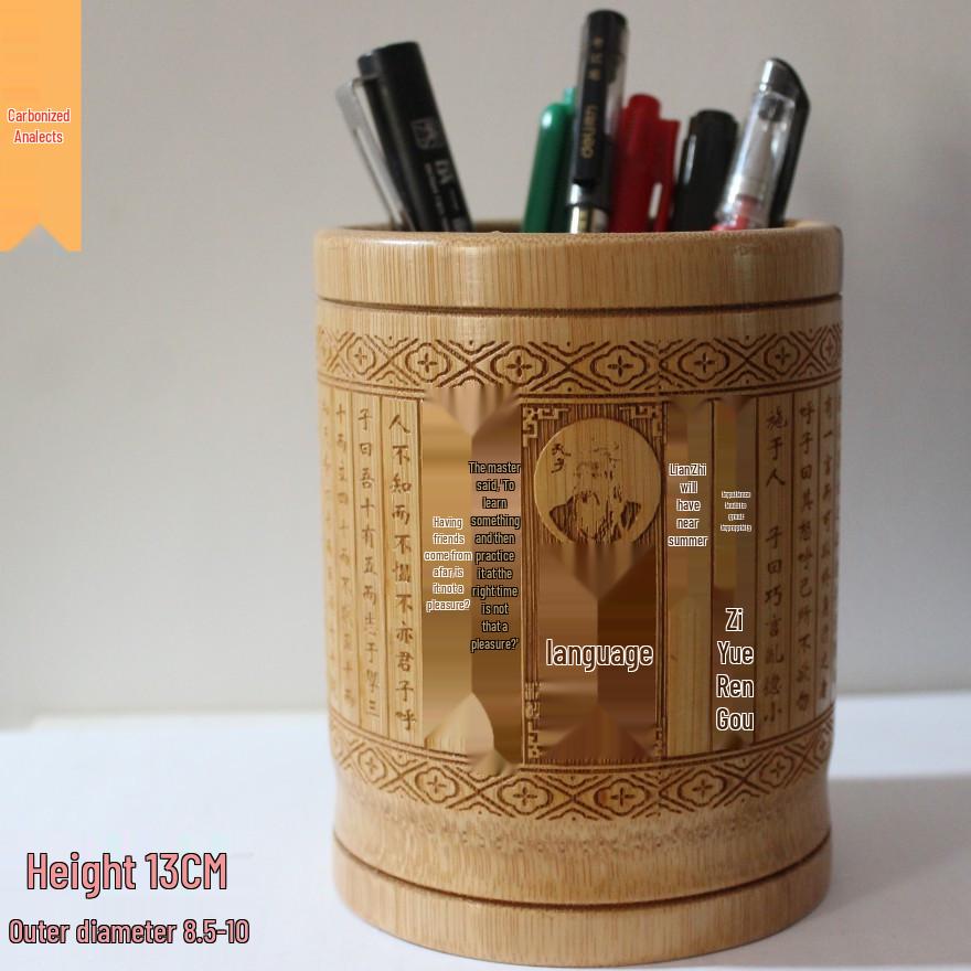 Bamboo Multifunctional Pen Holder - Creative Desk Ornament for Students and Business Gifts