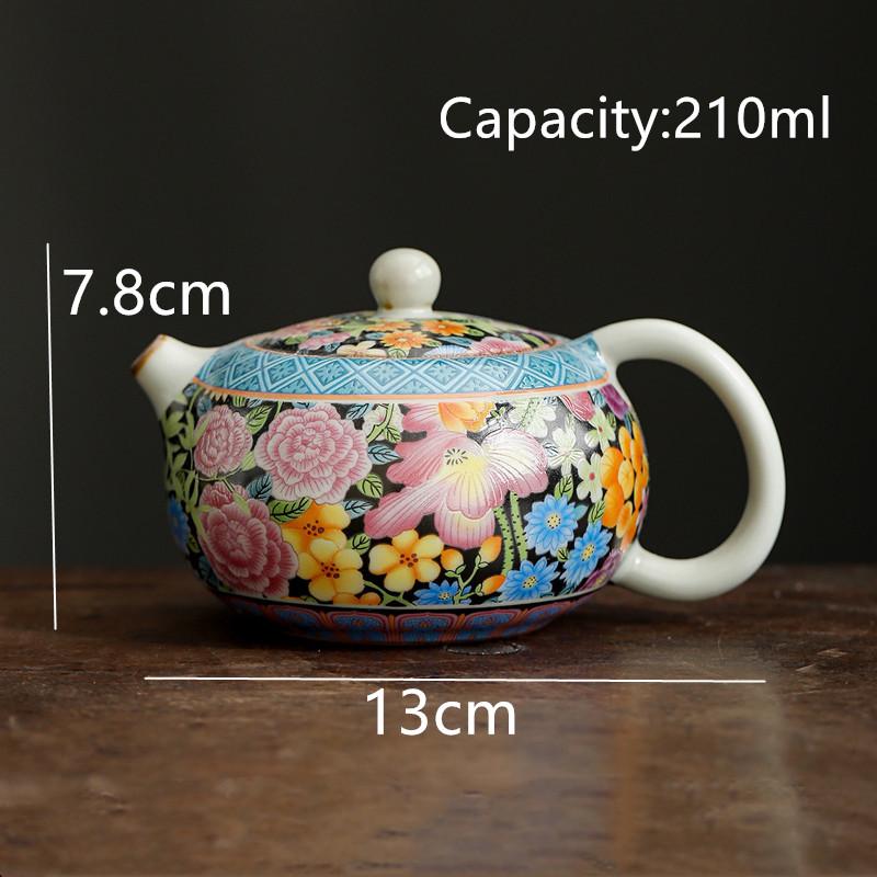 210 мл Традиционный керамический чайник из печи Жу, ручная работа, узор с цветами, чайник Сиши, фильтр-шарик, портативный китайский набор для чая