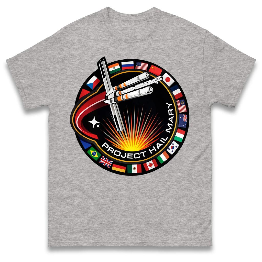 Project Hail Mary Spaceship with Nation Flags Mission Patch Cotton Unisexs Clothing Womens  Summer New Fashion Yk T Shirt