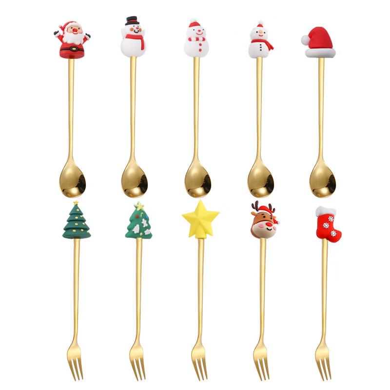 Christmas Gold Spoon and Fork Set