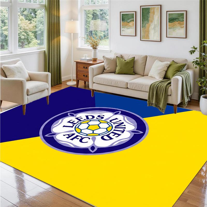 Leeds United Football Design Crystal Velvet Rug Soft Decorative Mat for Bedroom Entrance