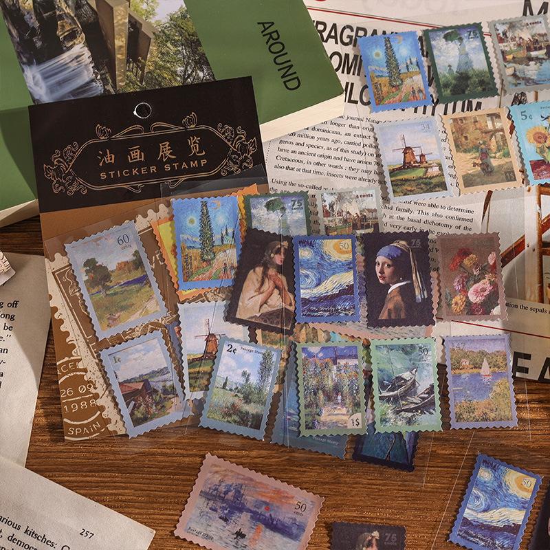 Kawai Stationery Retro Niche Stamps Illustrations Stickers Nostalgic Items Plants Good Looking Ins Creative Wallet Packs Lovely