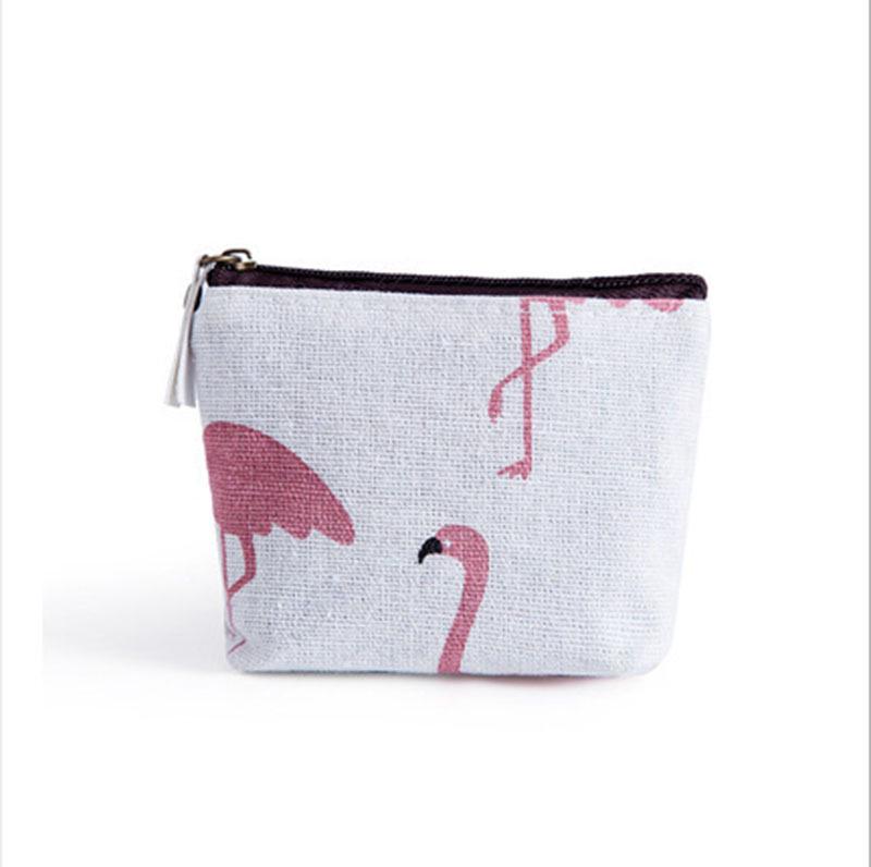 Retro Korean Cotton-Linen Coin Purse and Key Bag with Cartoon Design