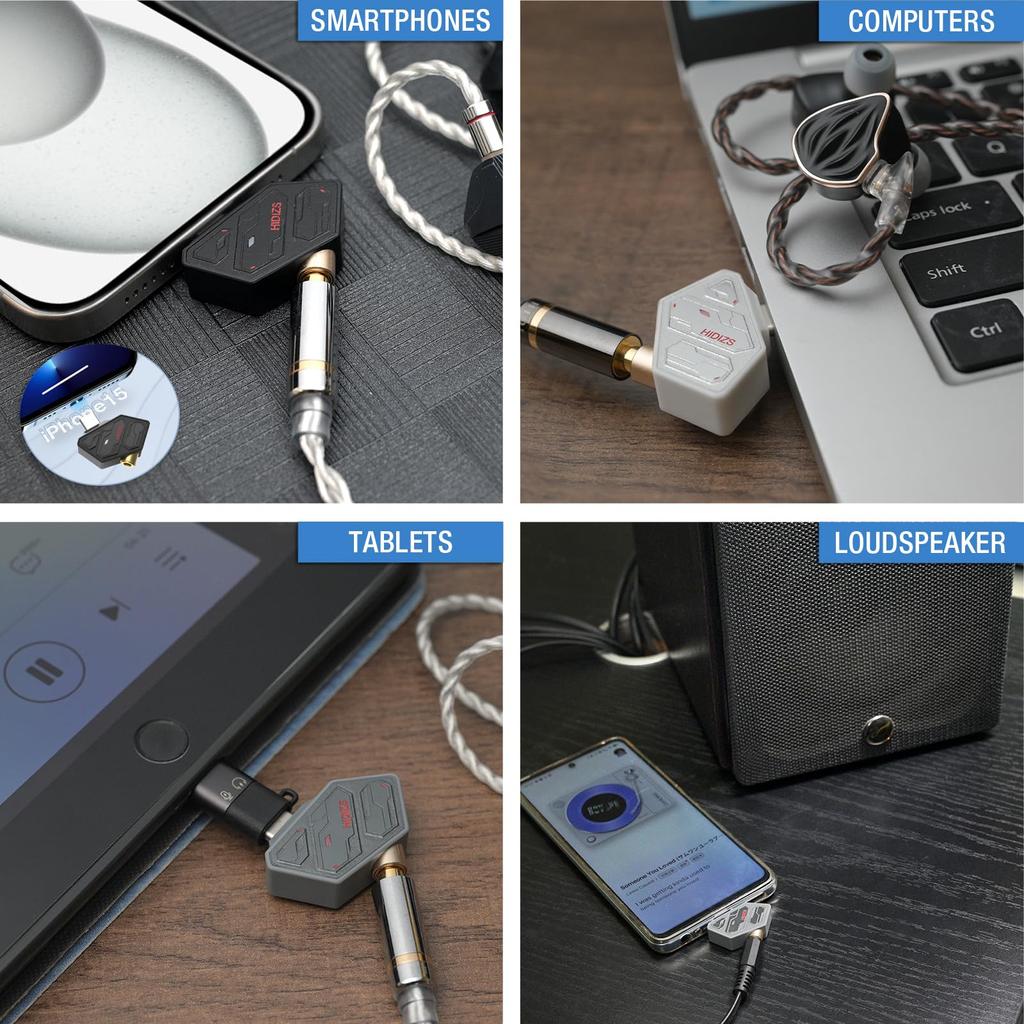 Hidizs SD2 DAC Dongle to Female Headphone HD Microphone to Adapter Cable Included AMP, Type-C 3.5mm Jack, PCM/DSD, Support, Type-C USB-A